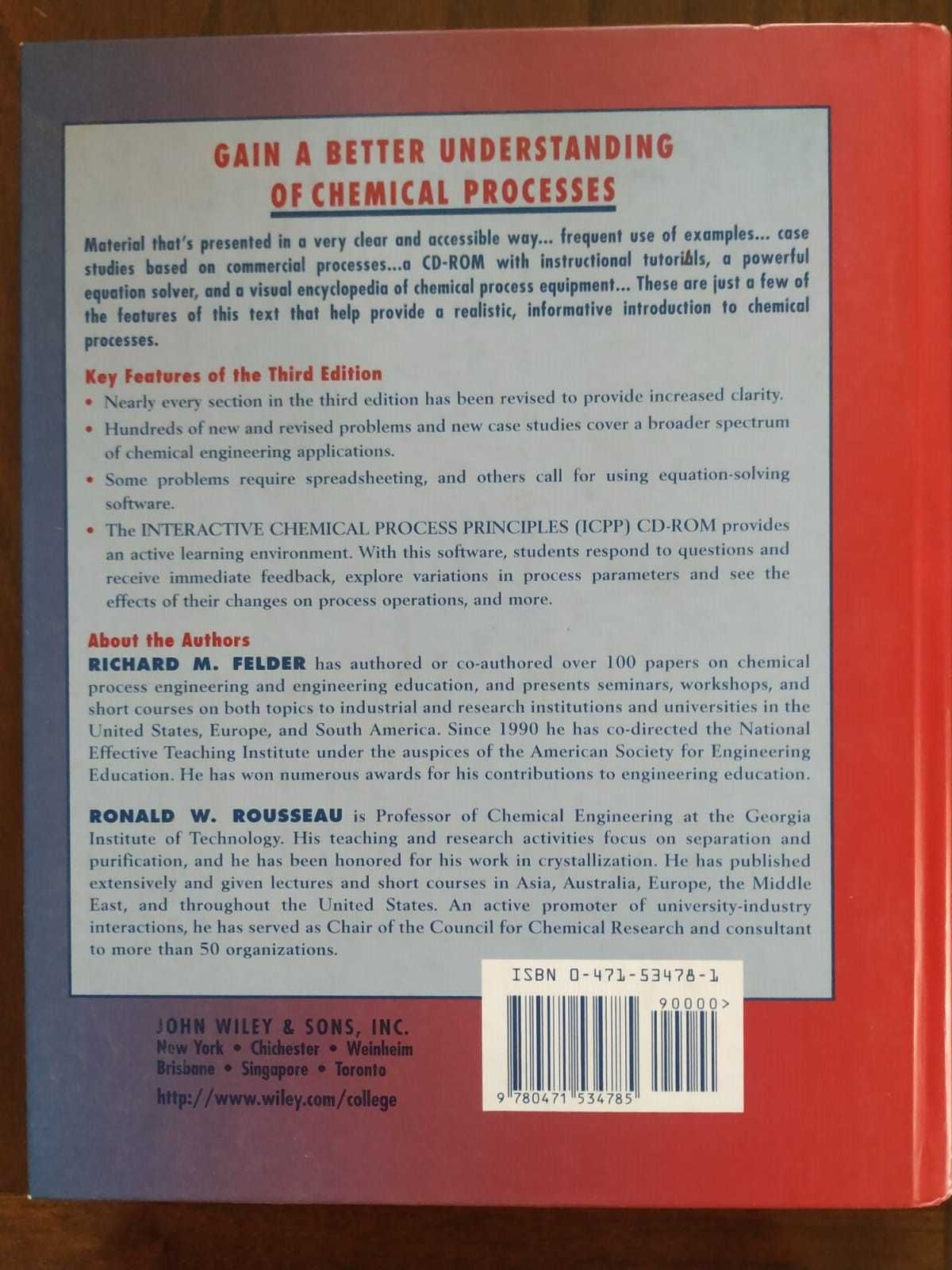 Elementary Principles of Chemical Processes