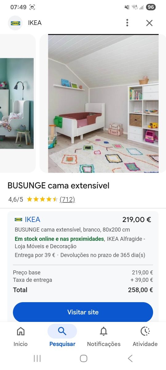 Cama de criança extensível