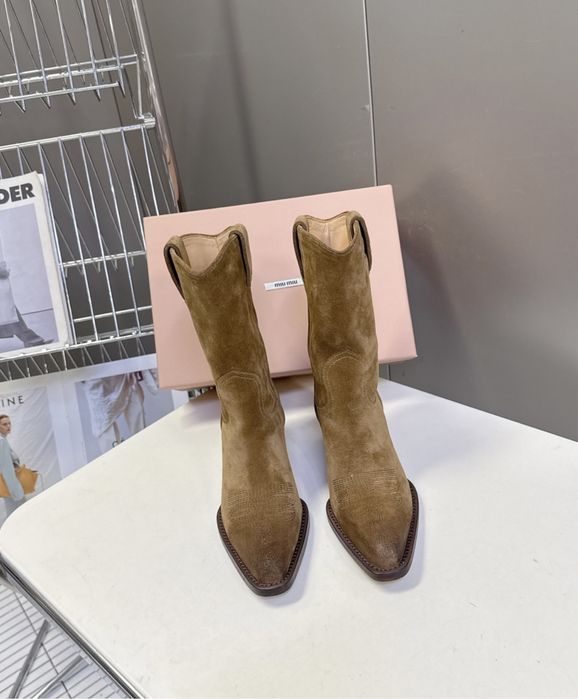 PREMIUM Botki kozaki zamszowe Miu Miu! Skóra naturalna! 36-41