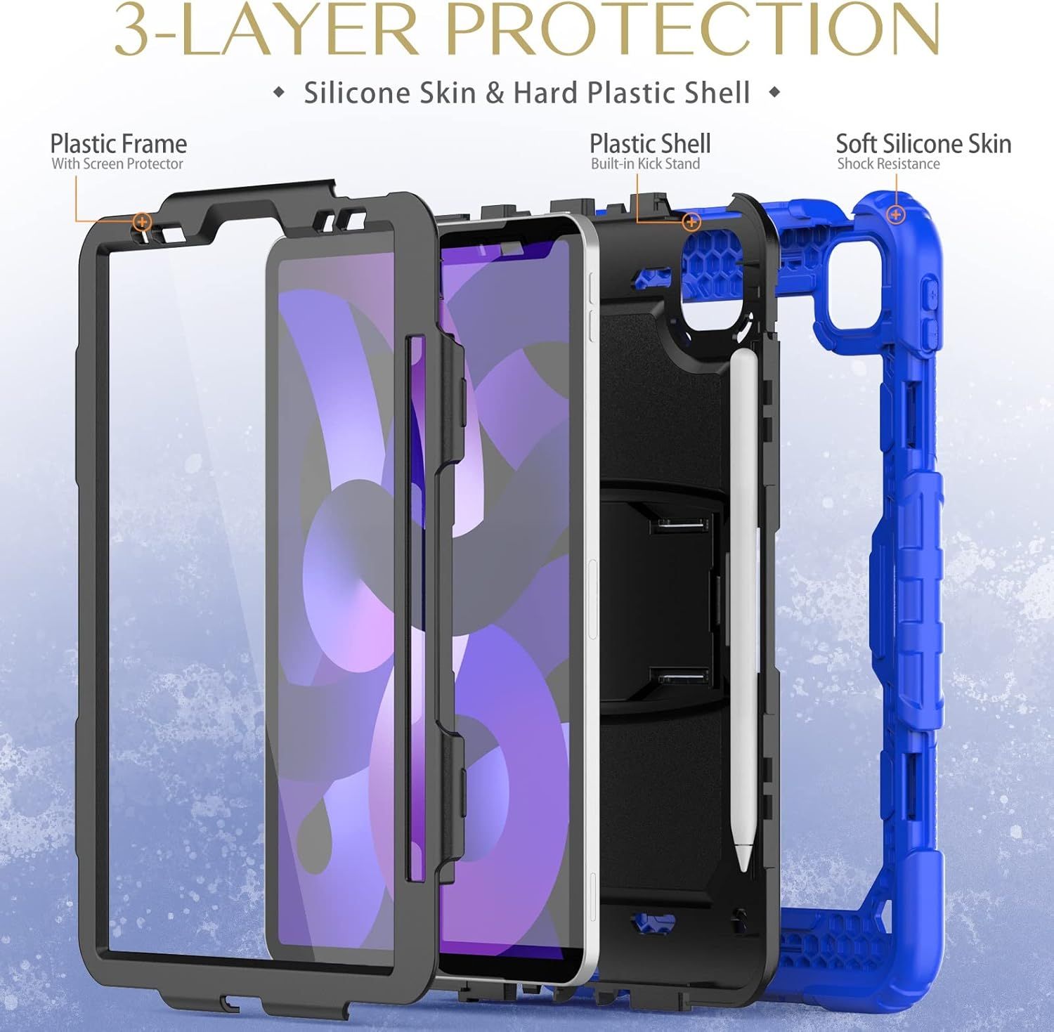 Etui do iPad Air 5/Air 4/ Pro 11 z Paskiem na Ramię Niebieskie