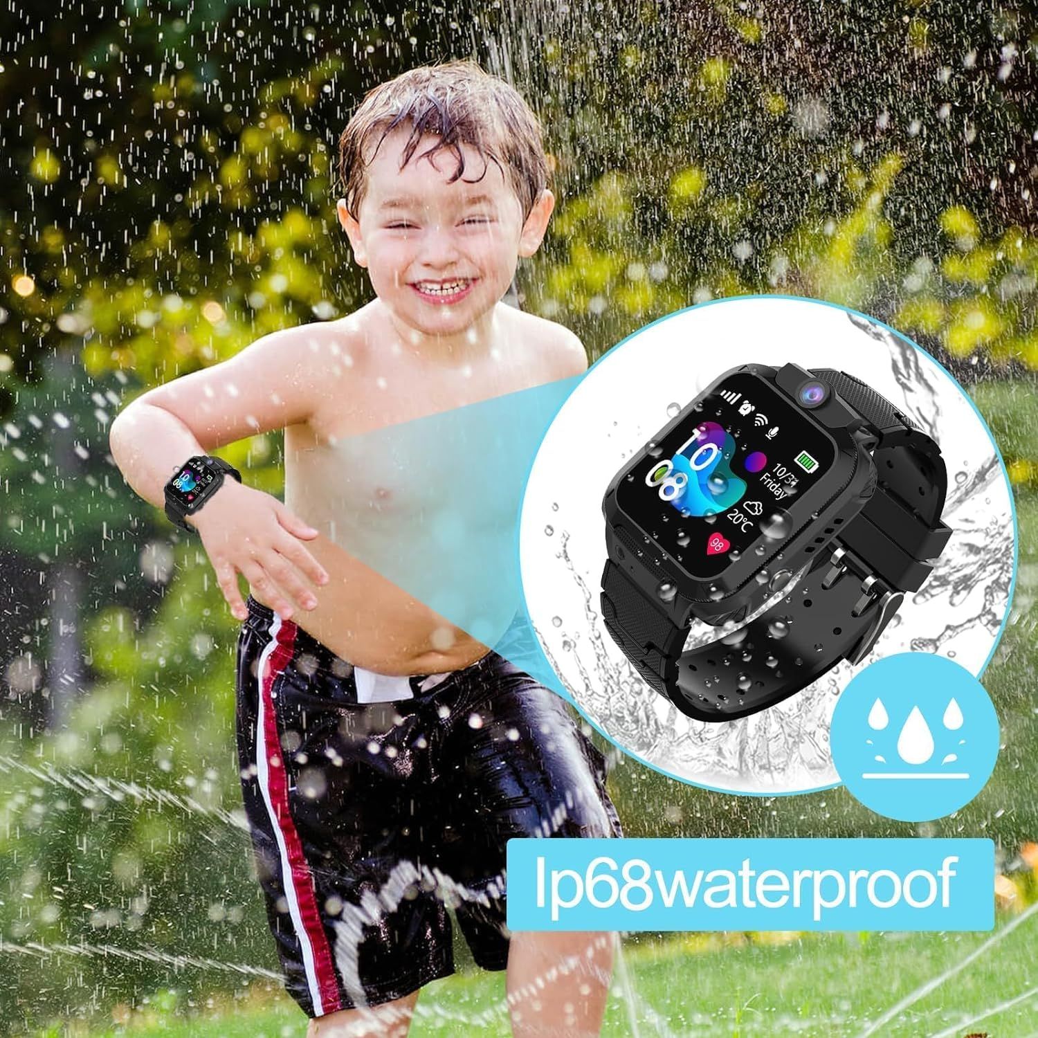 Smartwatch dla dzieci, telefon z GPS, IP68