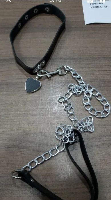 Эротический сексуальный игровой ошейник поводок ролевой на цепочке чок