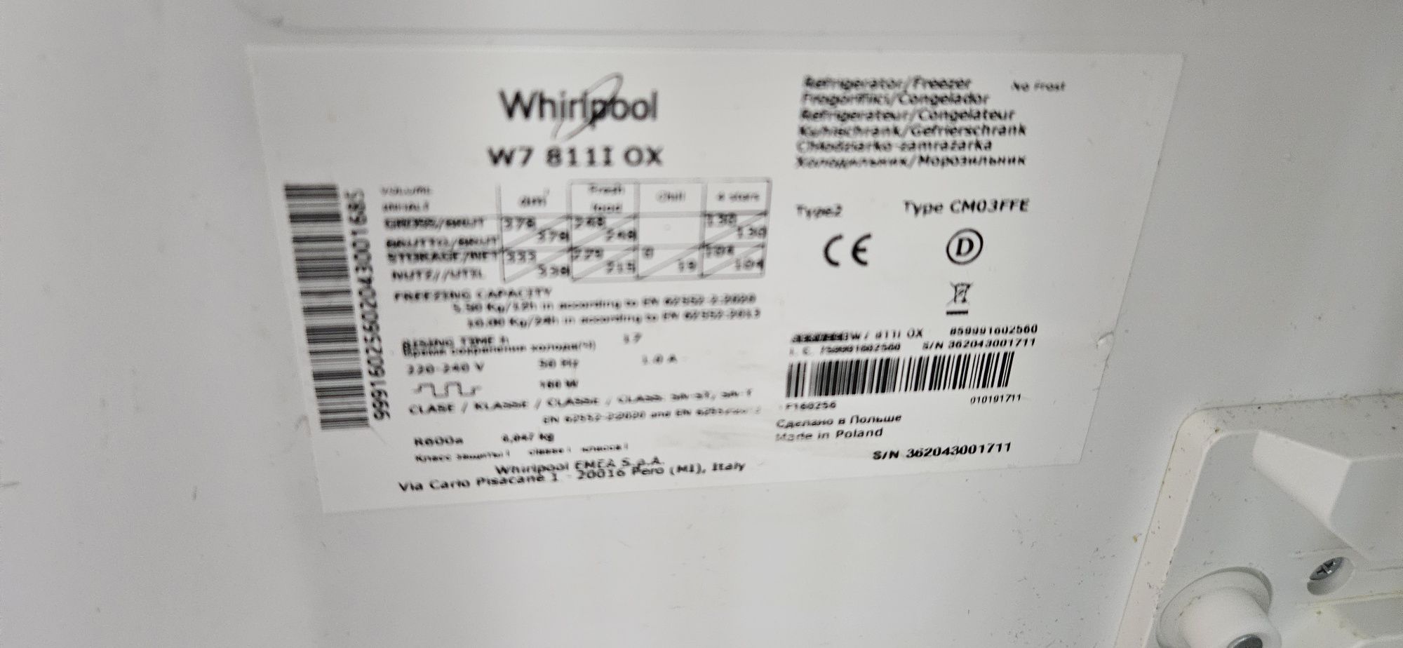 Lodówka whirlpool