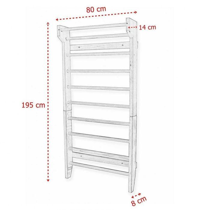 Drabinka Gimnastyczna – Domowe Fitness, Drewniana, 195 cm