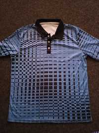 Мужская рубашка поло с 3 Д принтом, очень легкая, цвет синий с черным.
