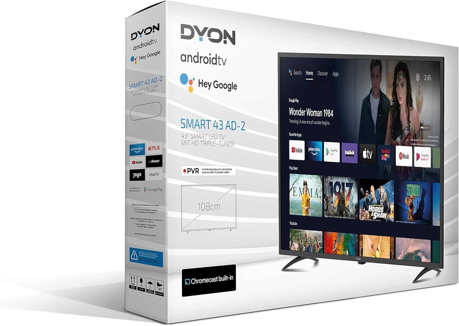 Nowy DYON 43 cale FullHD Android WIFI DVB-T2 43AD-2 gw3m telewizor