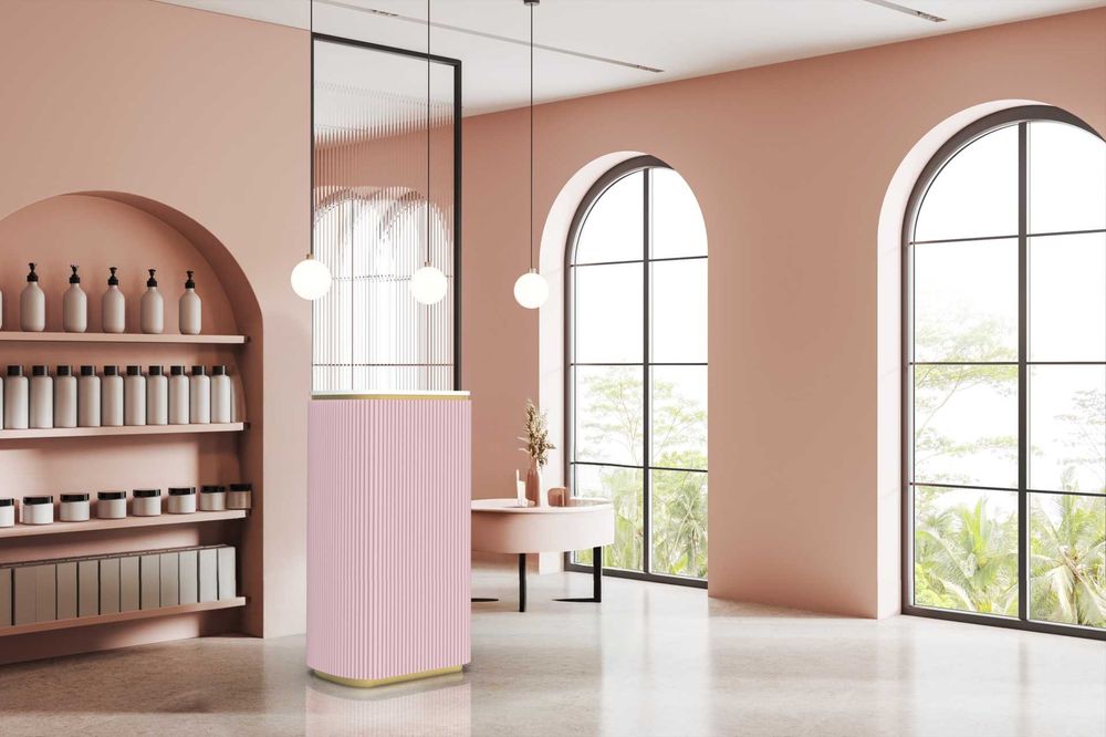 Lada recepcyjna Recepcja Lamele Różowa Złota 60cm