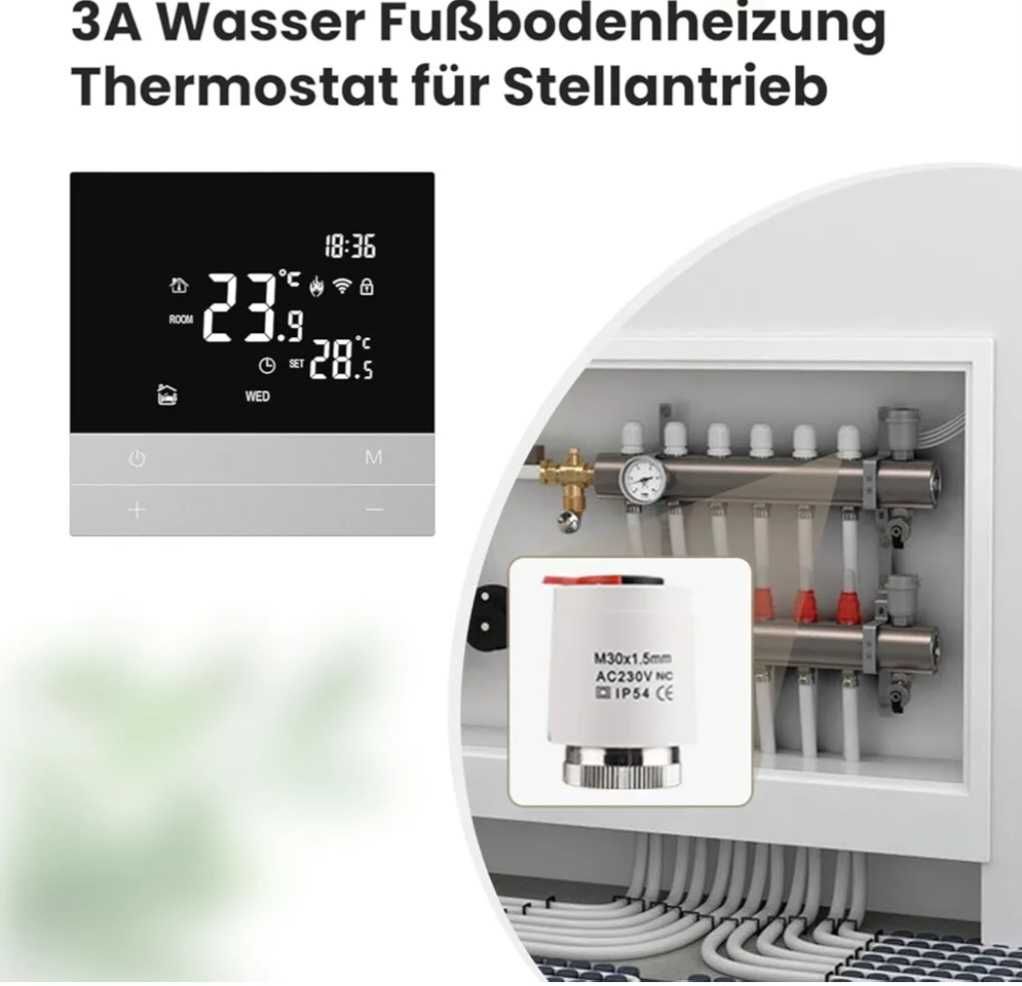Termostat dotykowy ogrzewanie podłogowe Smart WiFi App WT300-16A szkło
