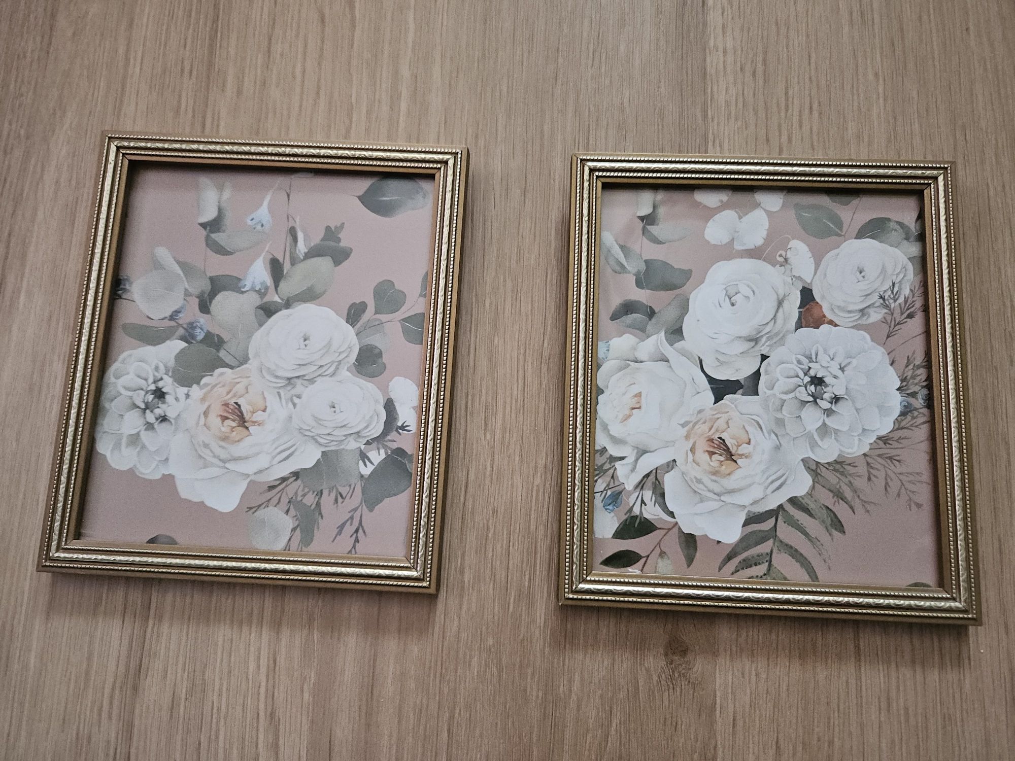 Obraz obrazki ramka zlote kwiaty różowe retro