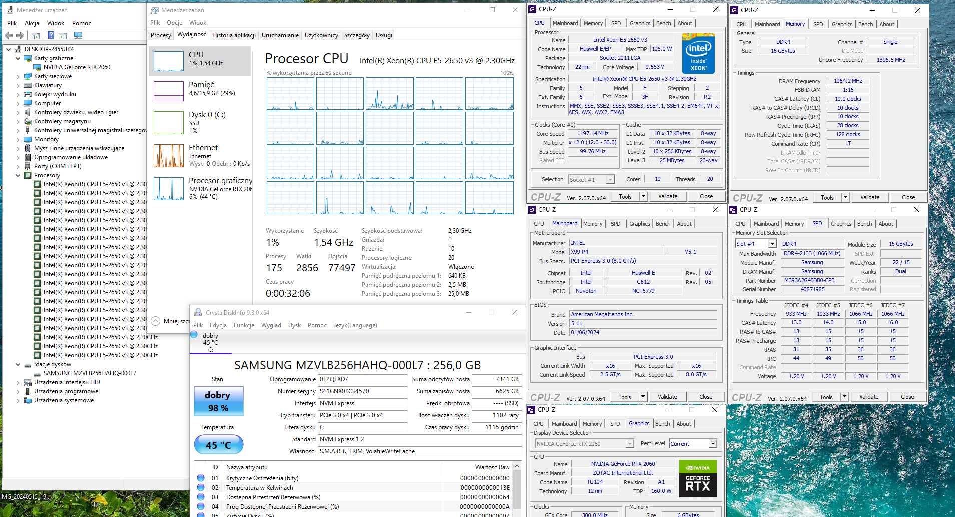 GamingLED RGB RTX2060 XEON 2650v3 16GB DDR4 NVME 256GB jak NOWY