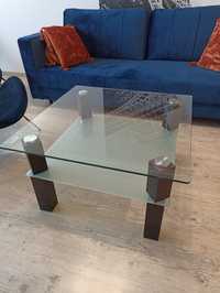 Elegancki szklany stół stolik kawowy kwadratowy 85 cm okrągły