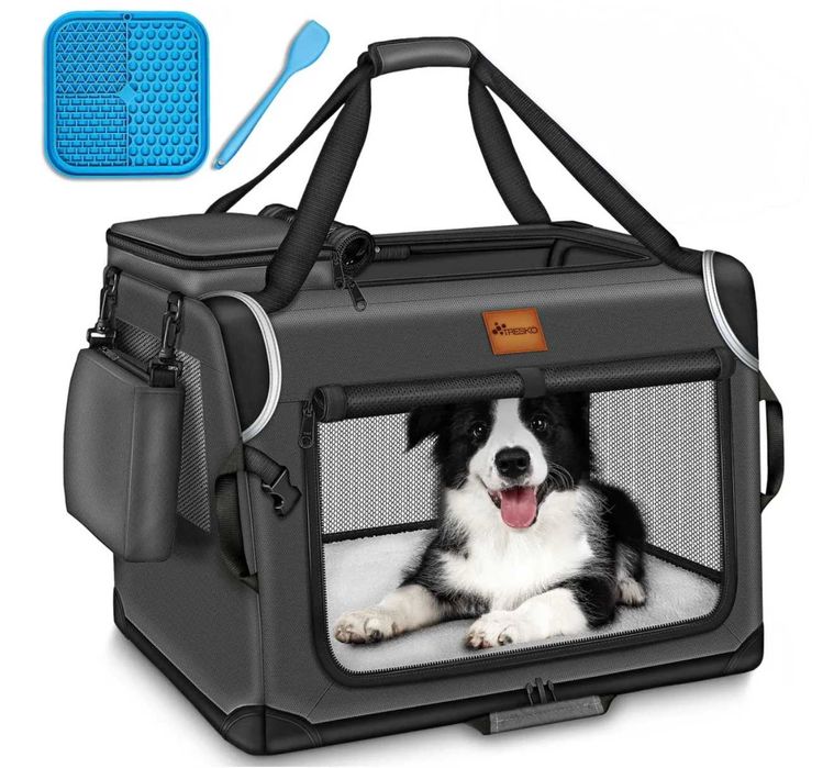 Transporter torba dla psa kota szara roz.XL 83x58x58cm mata do lizania