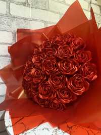 Букет Троянди з атласної стрічки