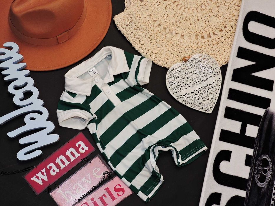 Shein - rampers polo zieleń butelkowa r 62