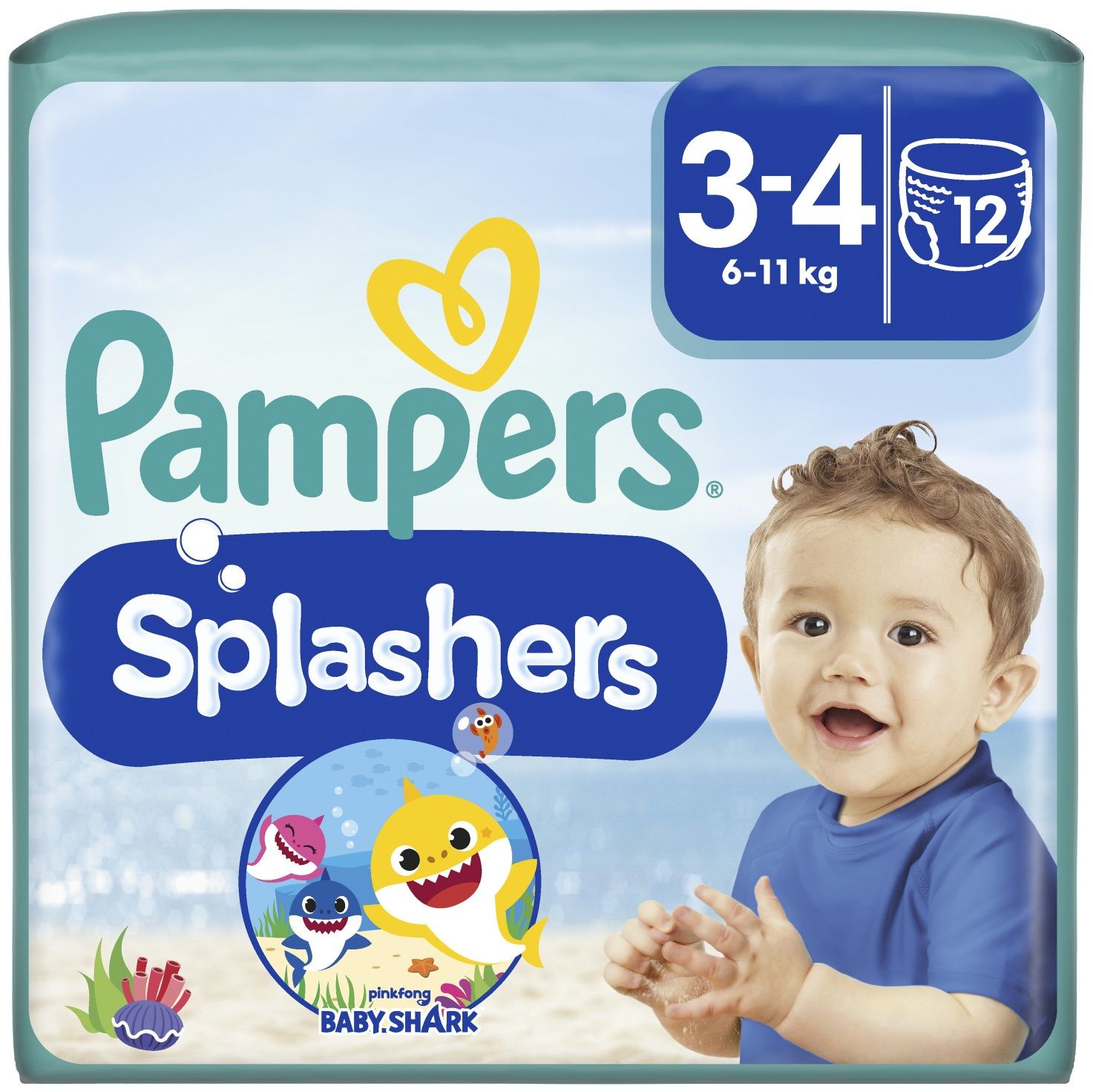 Pieluchomajtki PAMPERS Splashers Baby Shark (12 szt.) do wody