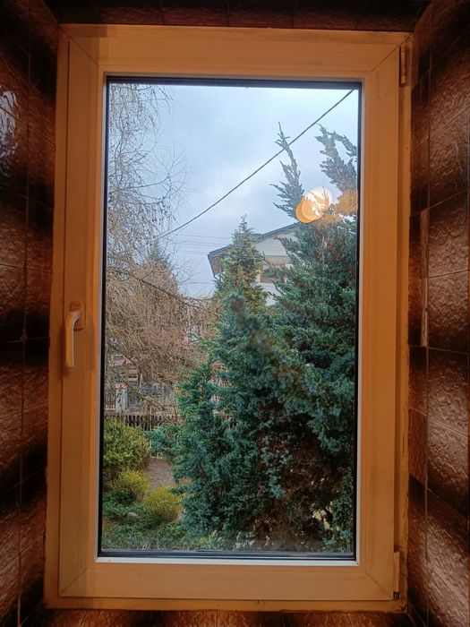 Okna DAKO PCV brąz dąb machoń białe 150x156, 179x149 okno plastik