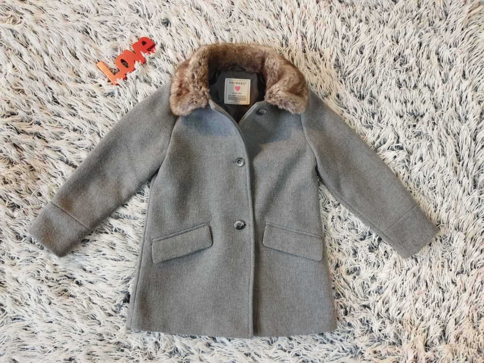 Детское серое,стильное пальто для девочки primark