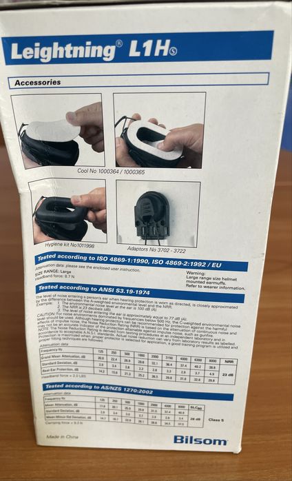 BILSOM Nauszniki przeciwhałasowe nahełmowe LEIGHTNING L1H słuchawki