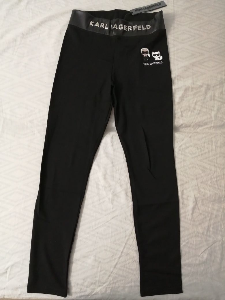 NOWE damskie legginsy Karl Lagerfeld spodnie obcisłe KL czarne XL kot