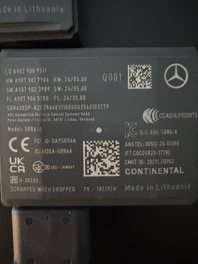 Mercedes Sprinter 907 910 Asystent Radar Sensor Distronic tył.