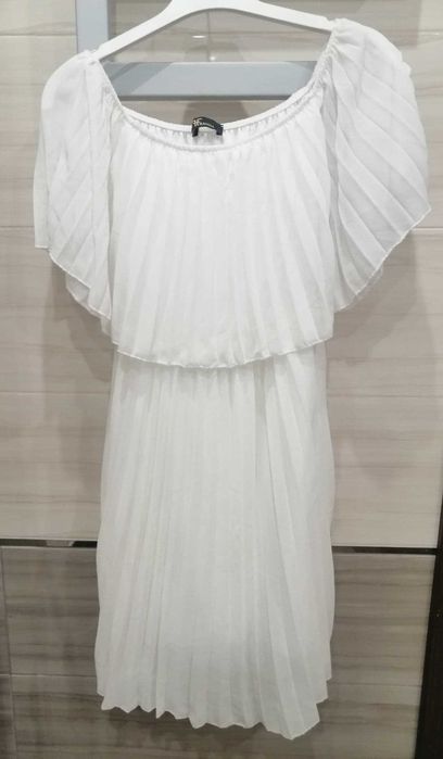 biała sukienka hiszpanka plisowana s m l komunie chrzciny