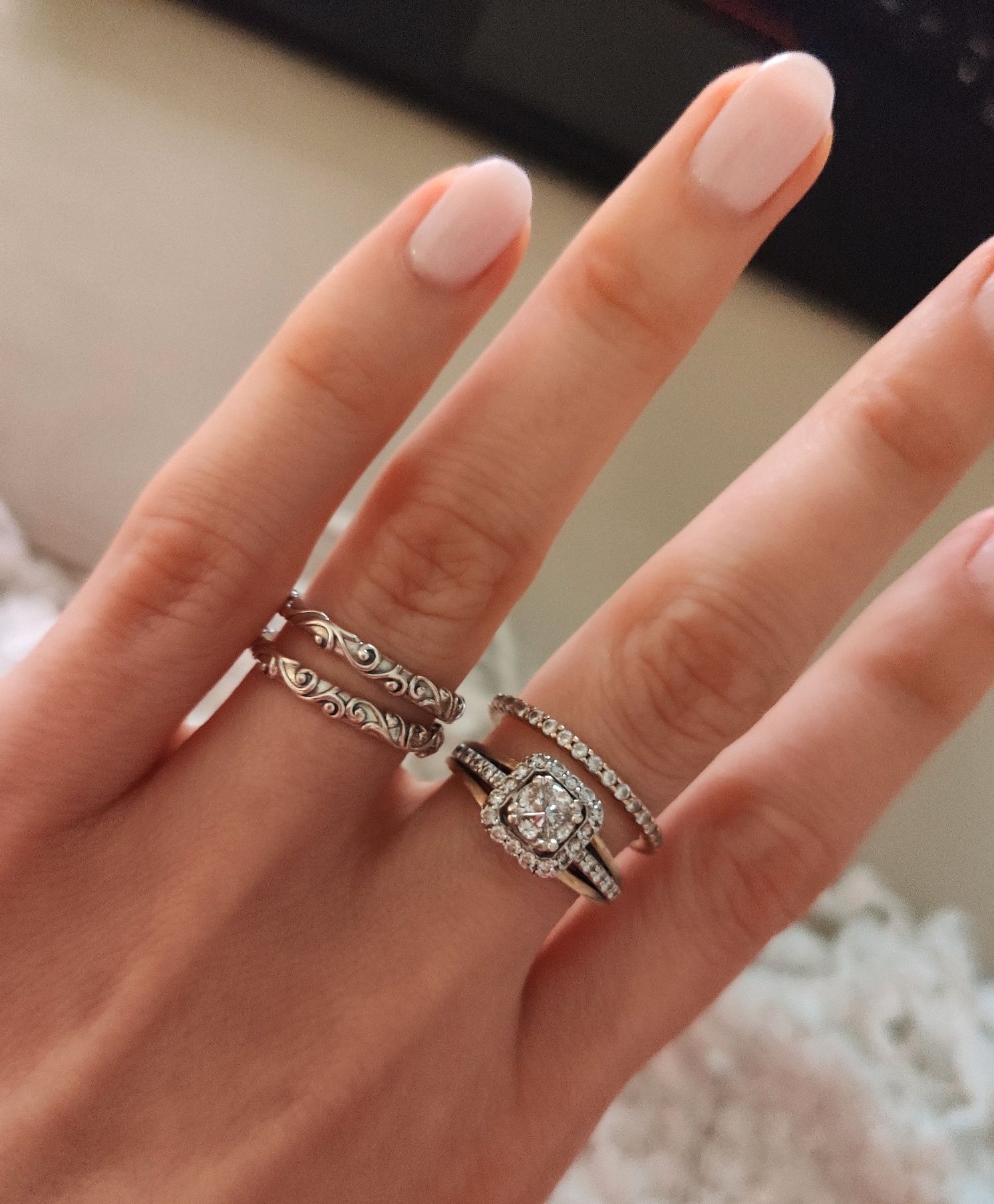 Pandora  srebrna obrączka z ornamentami