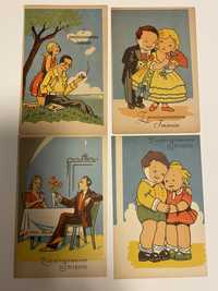 Kartki pocztowe kolekcjonerskie, lata 1950-60, 4 szt.