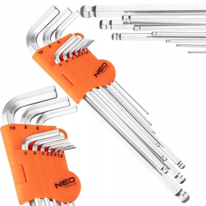 Neo Imbusy Klucze Imbusowe Z Końcówką Kulistą 9szt. Z Magnesem 09-525
