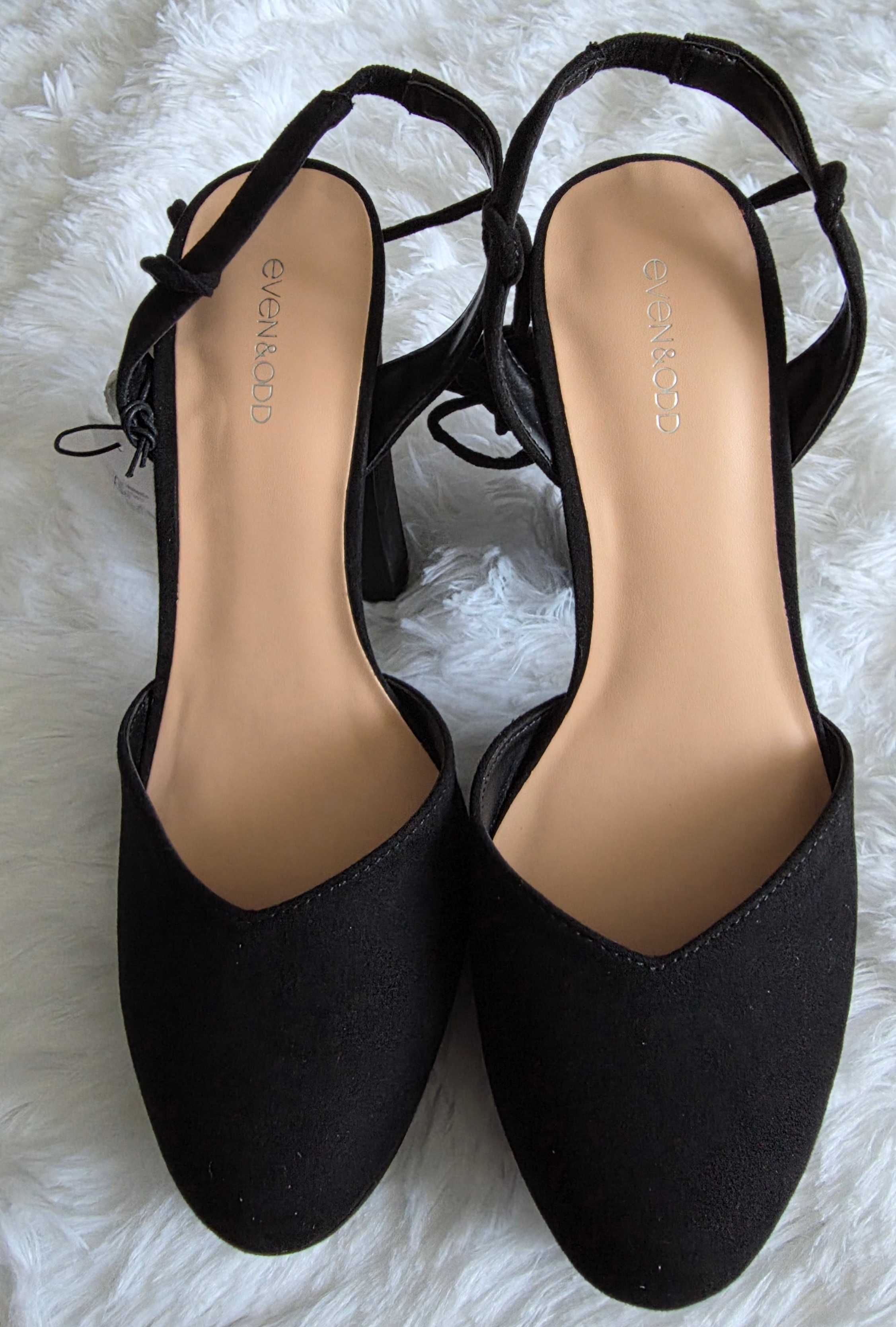 Buty na słupku Even&ODD, wiązane, czarne, rozmiar 38