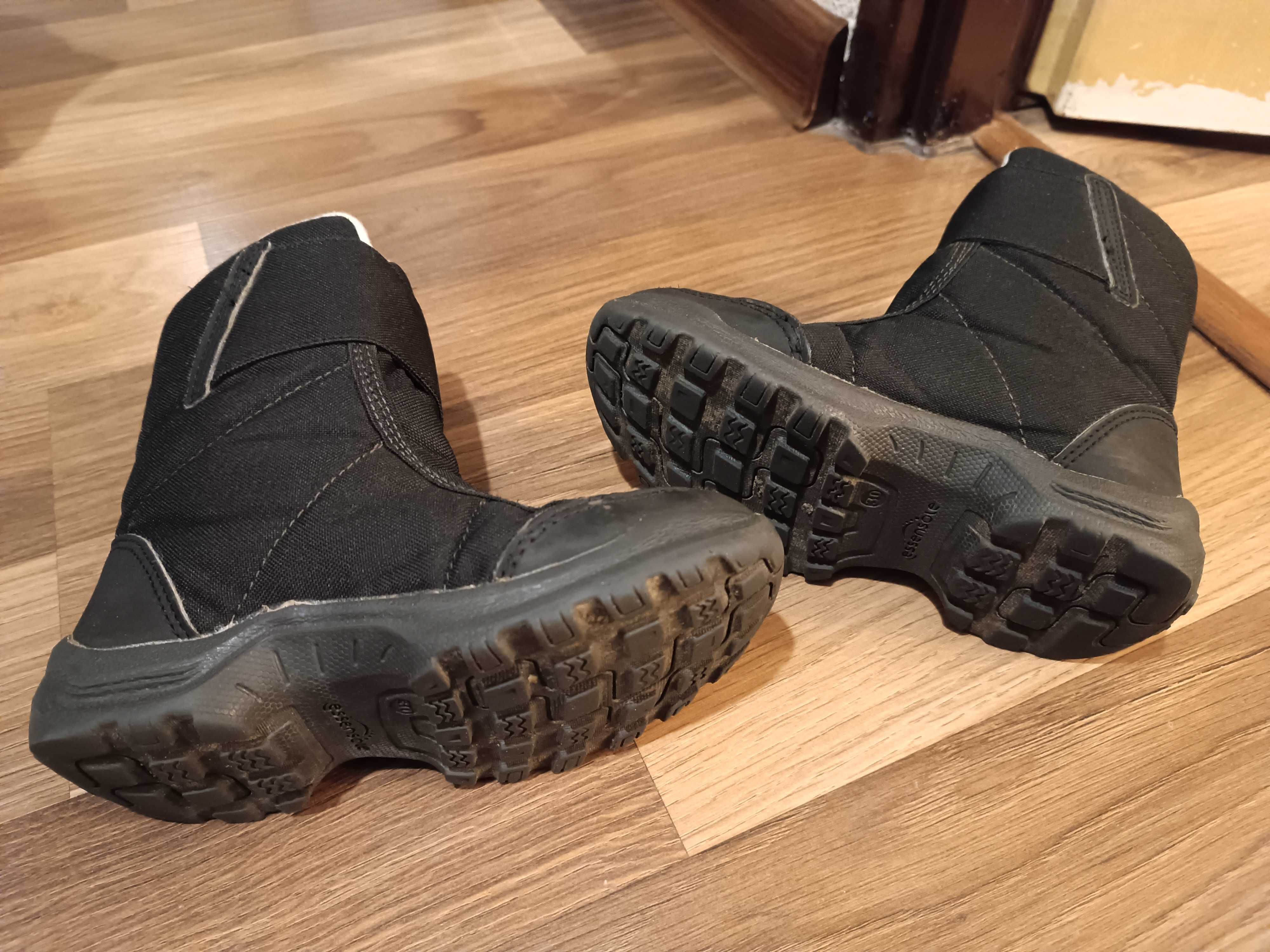 Buty zimowe dziecięce ocieplane kozaki decathlon czarne rozmiar 30