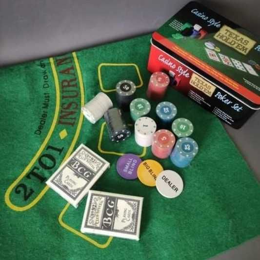 Набор для игры в покер с фишками (200 шт.) и картами. Покерный набор
