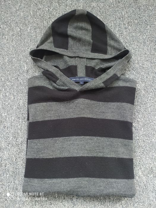 Sweter z kapturem męski French Connection rozm. L paski hoodie