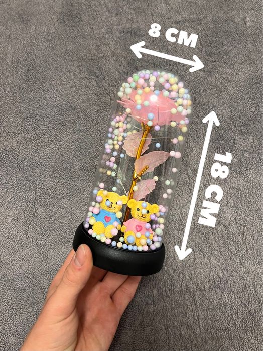 Роза в колбе‼️Мишки с розой в колбе / романтический подарок