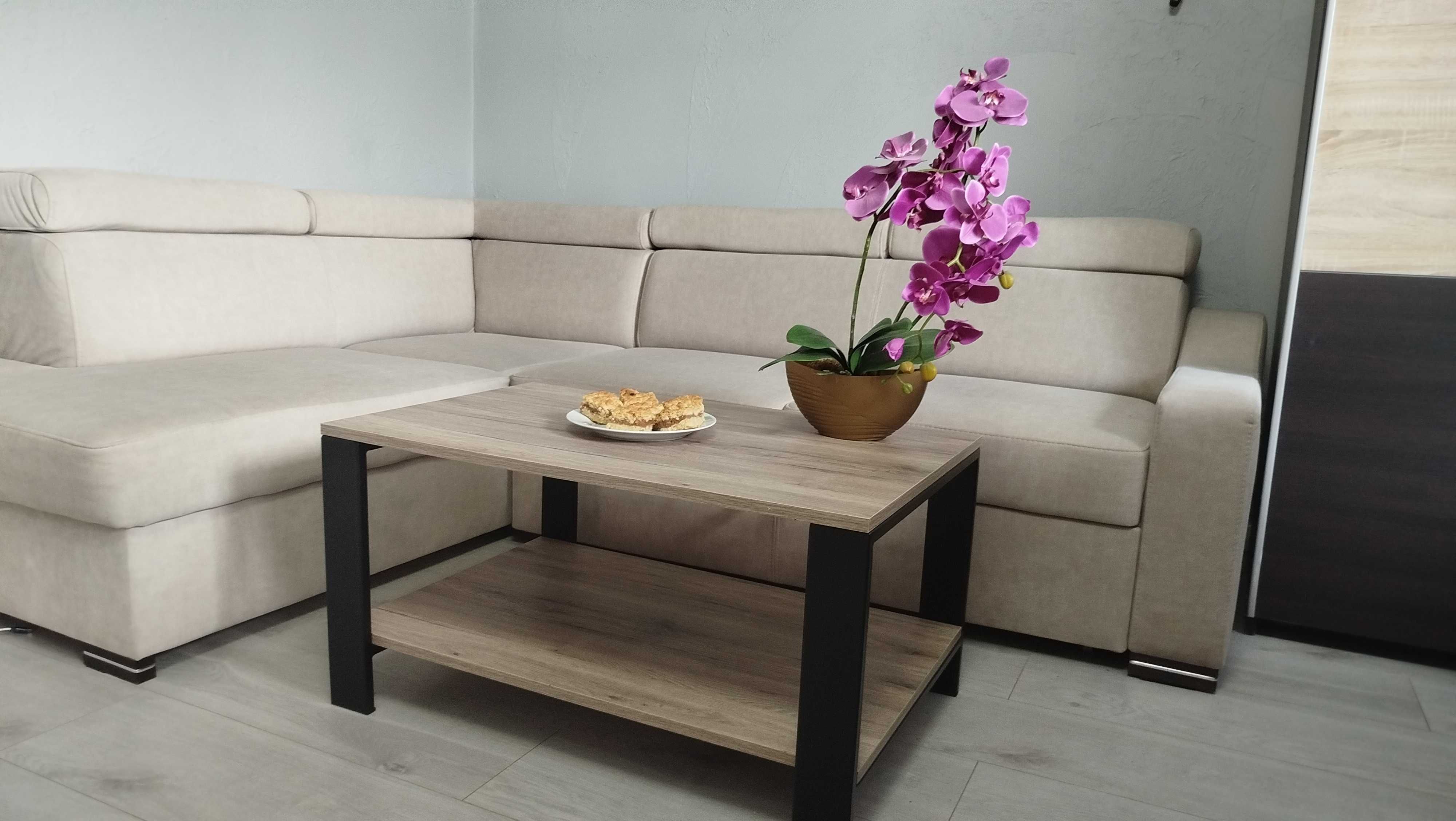 Stolik kawowy Loft płyta dąb craft szary