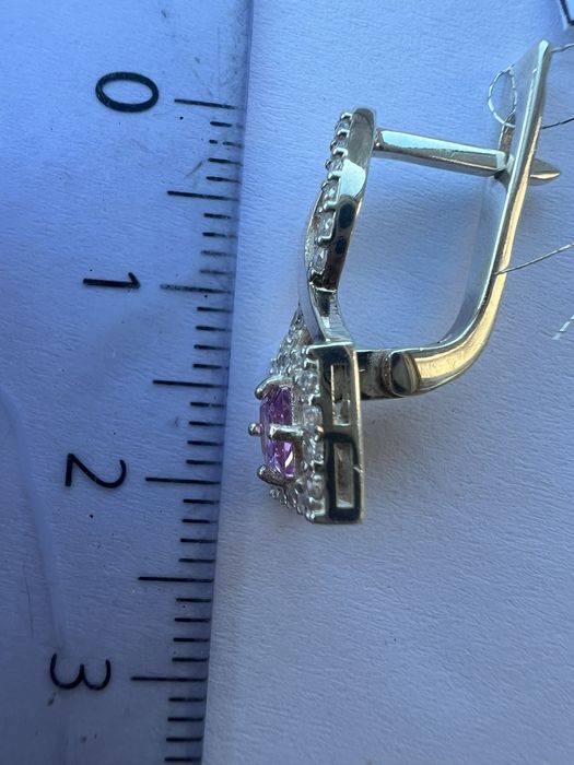 Великолепные серебряные серьги с яркими камушками( аметистами)