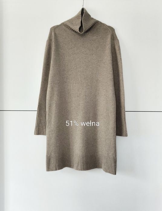 Sukienka Massimo dutti 36 S brązowa wełniana dzianinowa sweterkowa