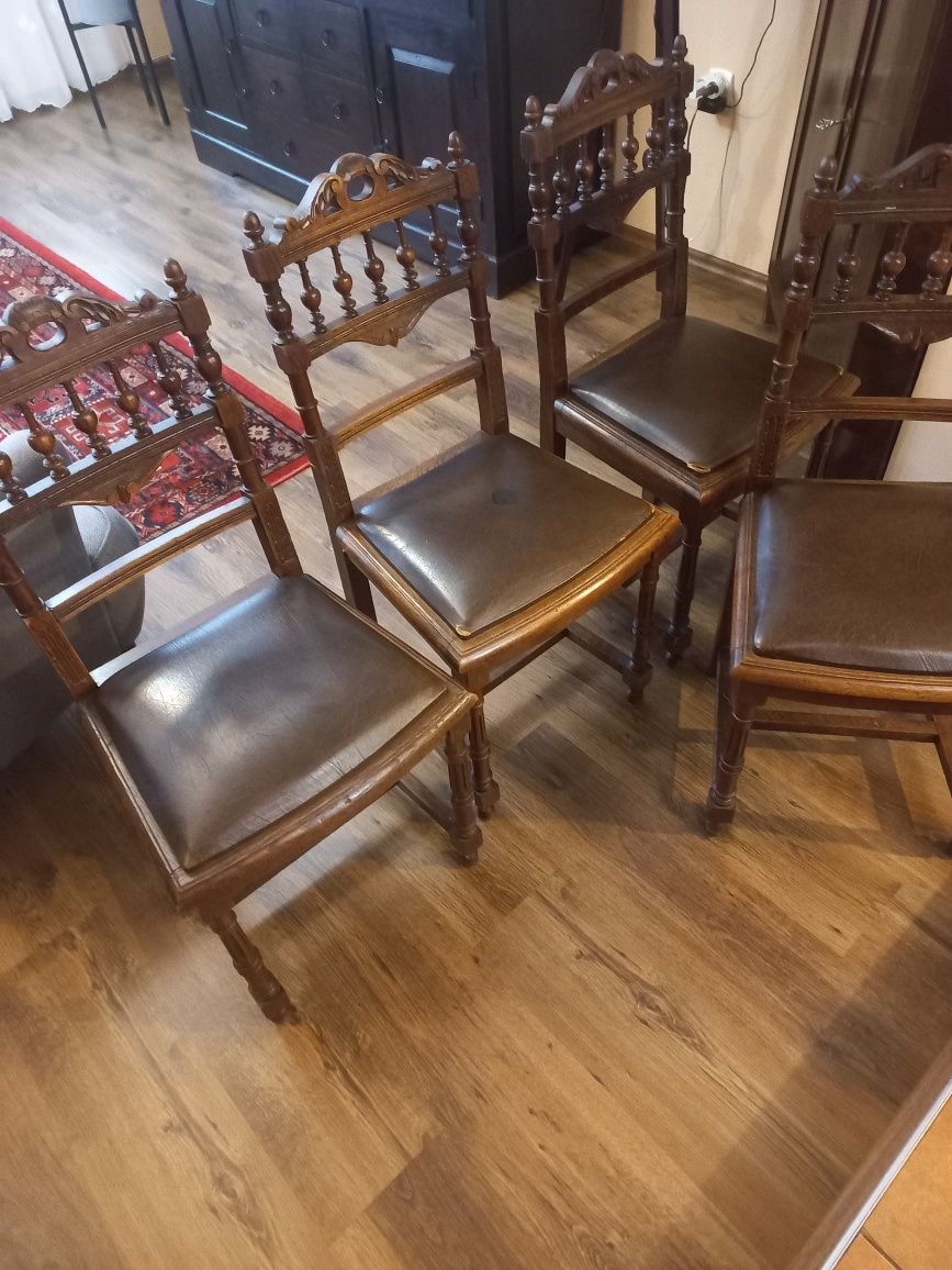 Bardzo stary eklektyczny stół+4 krzesła