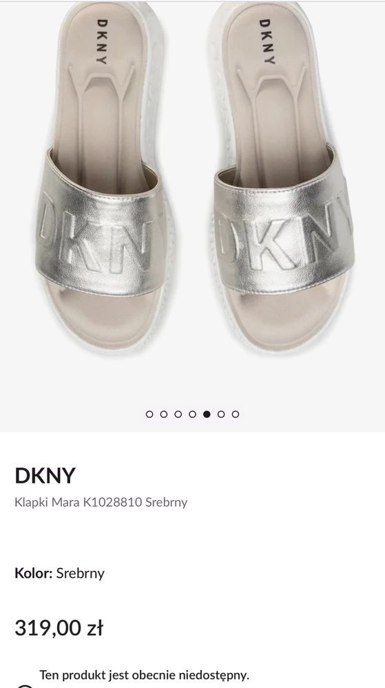 Klapki sandaly DKNY srebrne logo Donna Karan premium limitowane r. 41