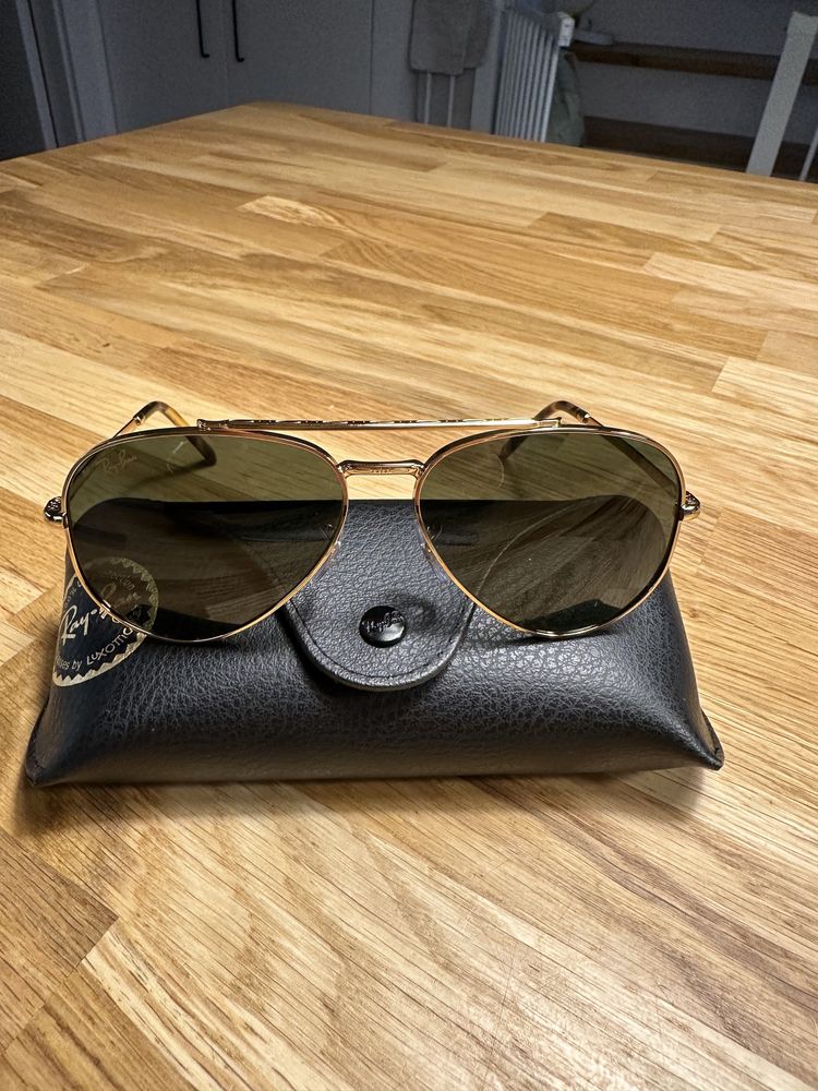 Okulary Ray Ban New Aviator złote NOWE