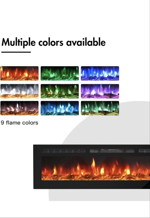 Kominek ścienny LED ogrzewanie elektryczne