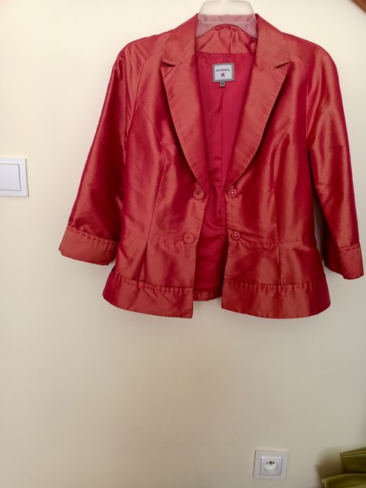 Żakiet jedwabny cieniowany  róż rozmiar 38 długość 60 cm pas 80 cm