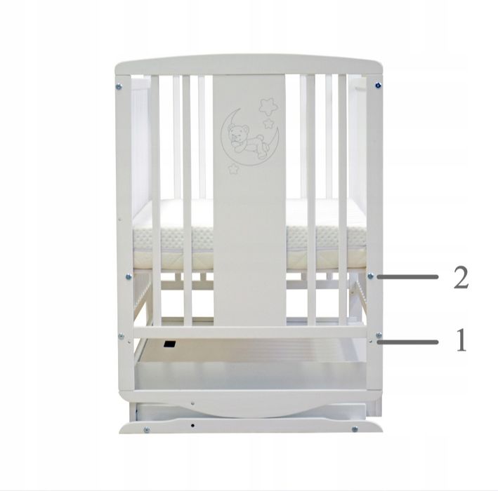 Łóżeczko Krzyś 3w1, kołyska, szuflada, barierką.