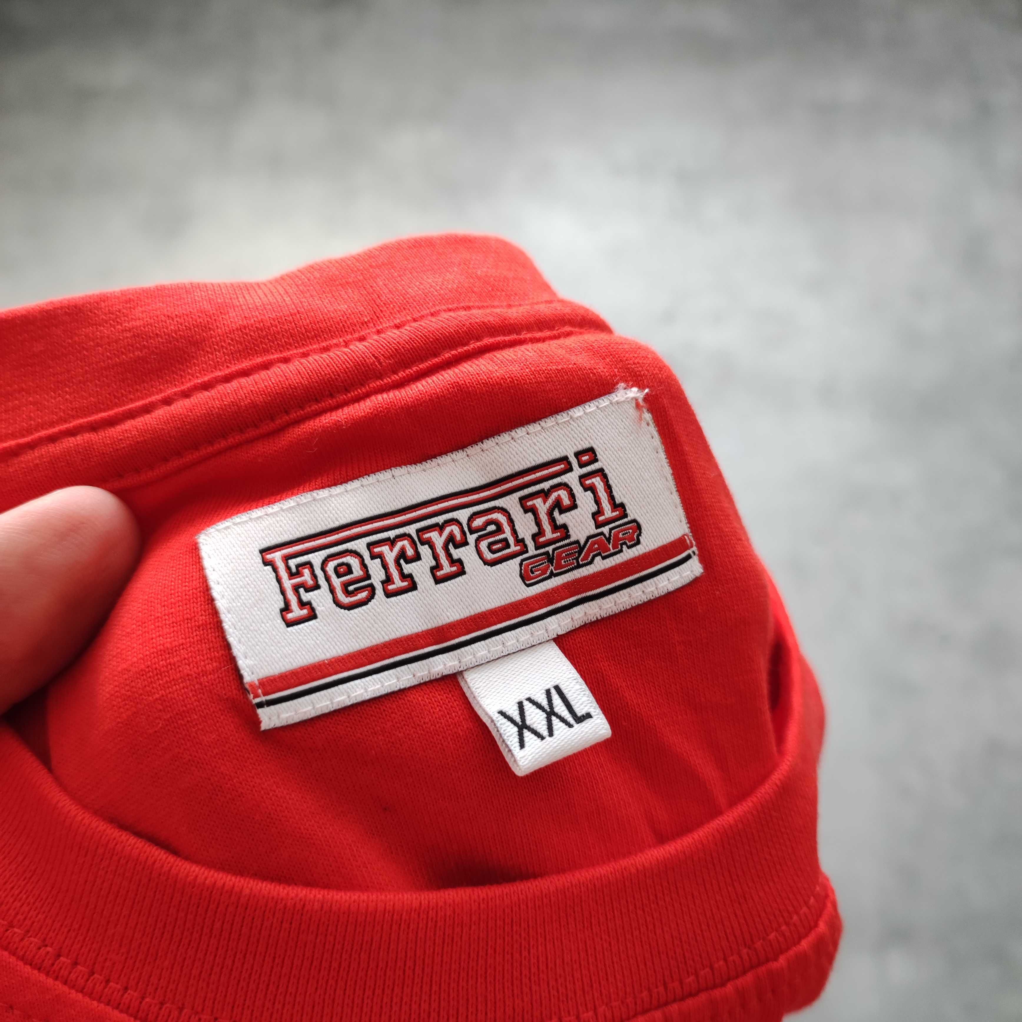 MĘSKA Koszulka Bawełna Czerwona Ferrari Oficjalna Duże Logo Motorsport