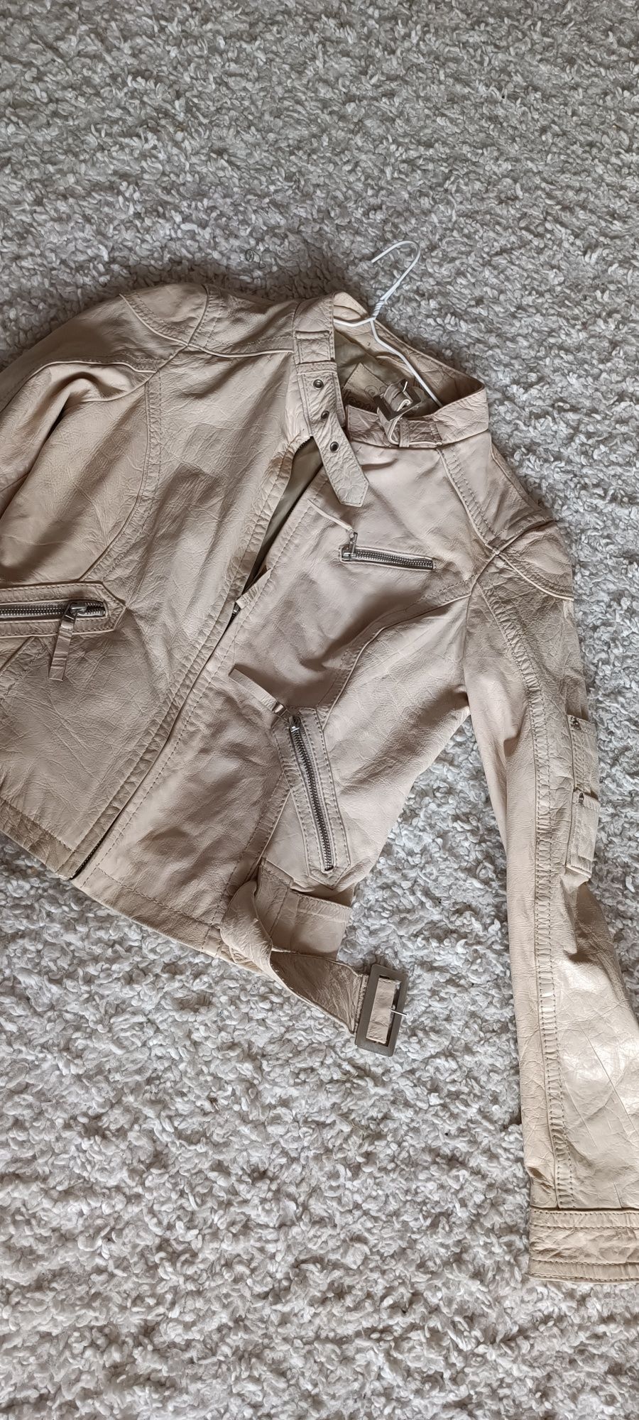 Ramoneska Stradivarius  skóra naturalna kremowa L