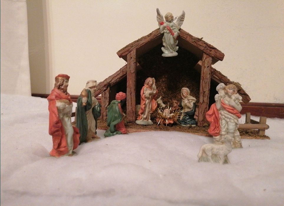 Presépio e cabana de Natal