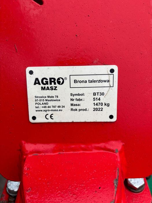 Brona talerzowa talerzówka Agro-Masz 3m