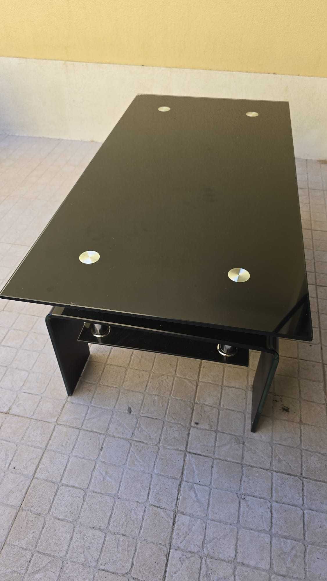 Mesa Centro Sala Preta Vidro