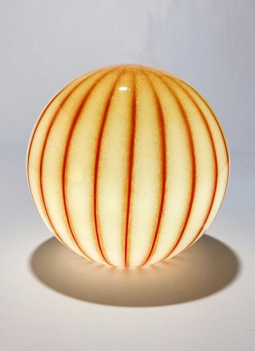 Candeeiro de mesa sem fios de vidro Laranja e branco ao estilo Murano