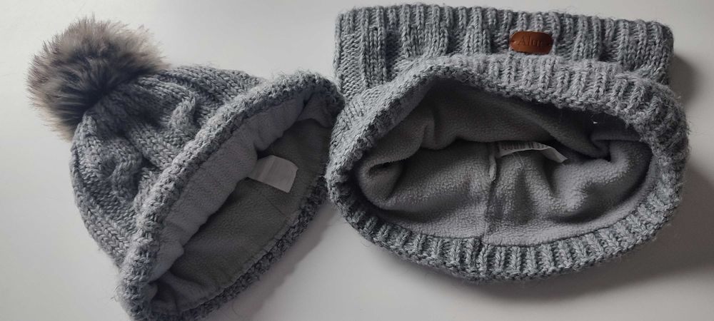 Czapka + komin Unisex, polski komplet Dziecięcy Zimowy na Polarze, bdb