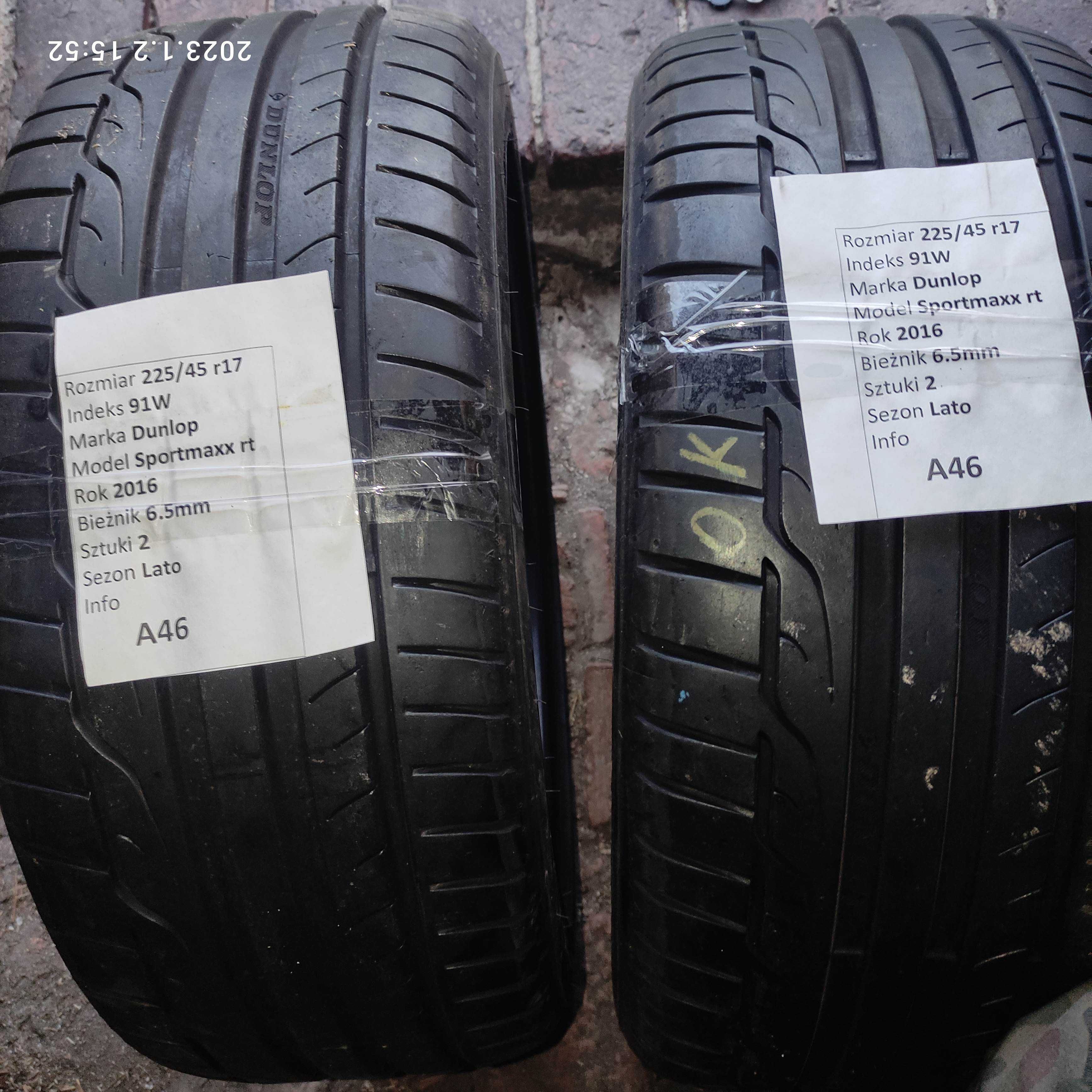 4x 225/45 r17 2xContinental EcoContact6 2xDunlop Sportmaxx rt Lato